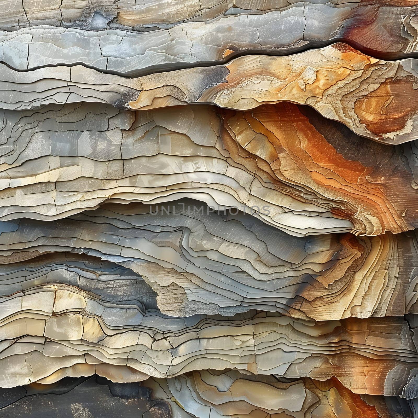 a close up of a stack of rocks with different colored layers by Nadtochiy
