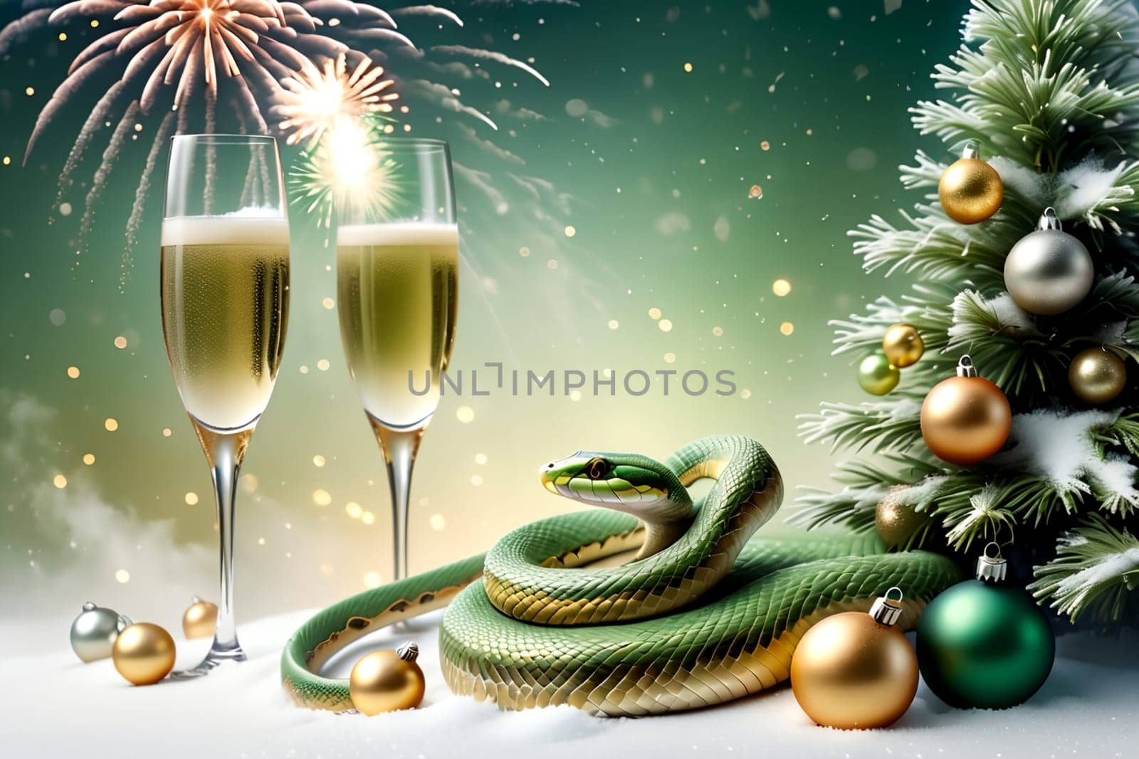 New Year greeting card with New Year balls by Rawlik