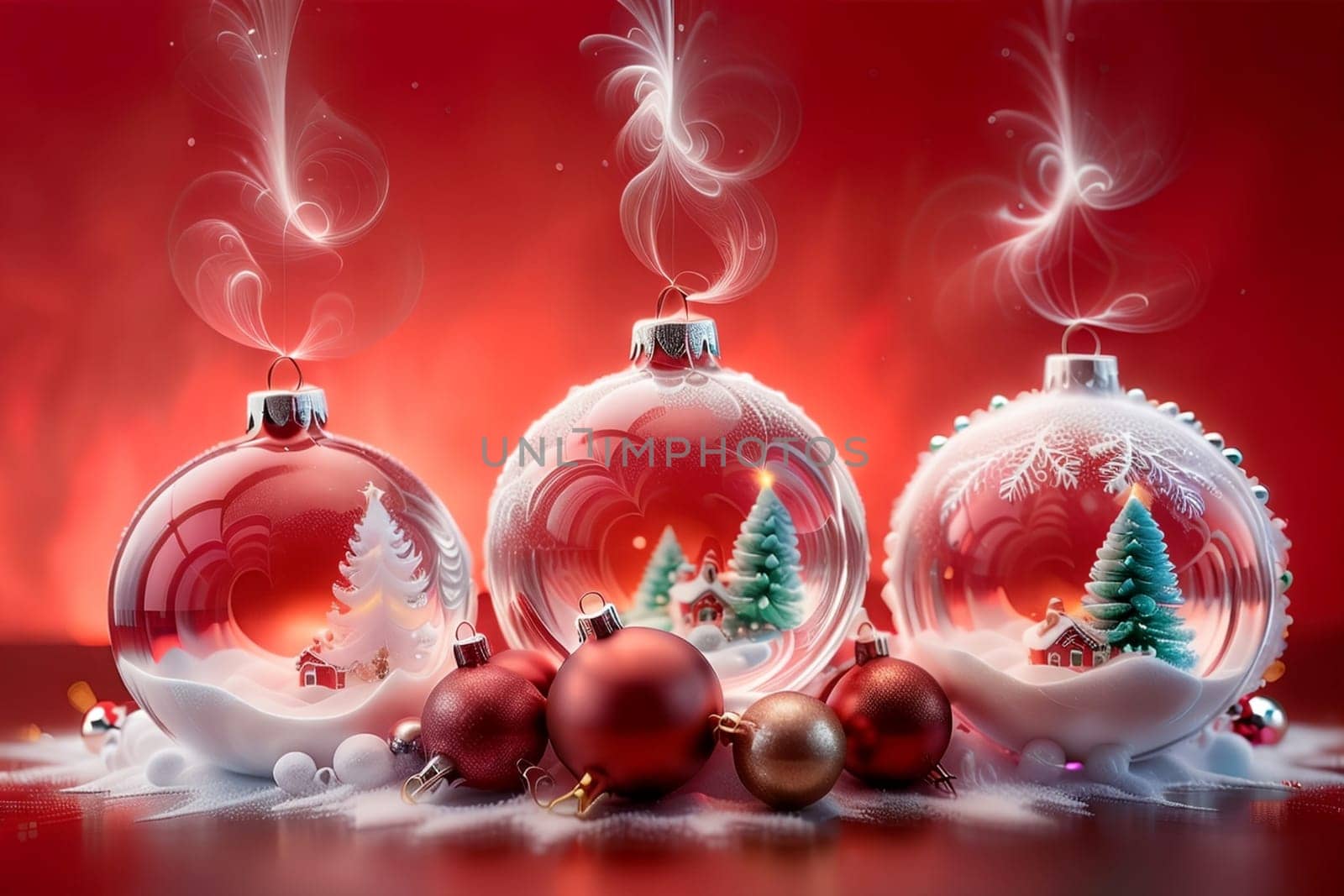 New Year greeting card with New Year balls by Rawlik