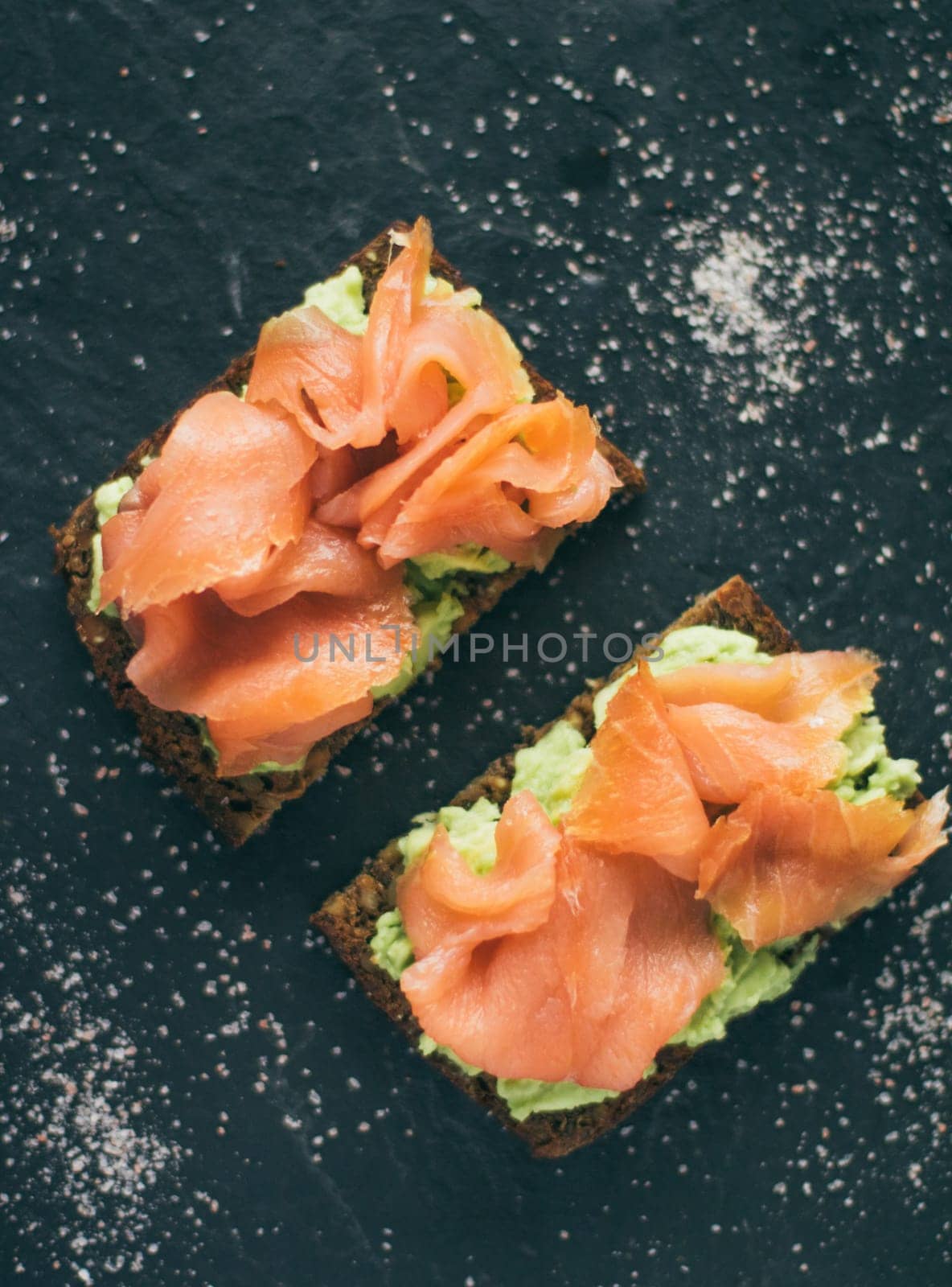 smoked salmon sandwich - healthy snacks and homemade food styled concept by Anneleven