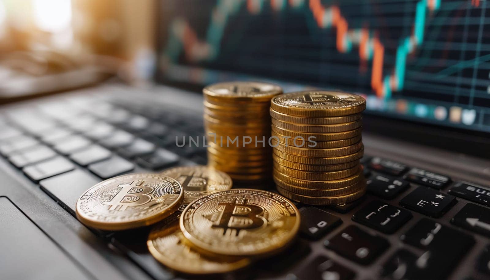 Bitcoin, close-up of a cryptocurrency coin. High quality photo