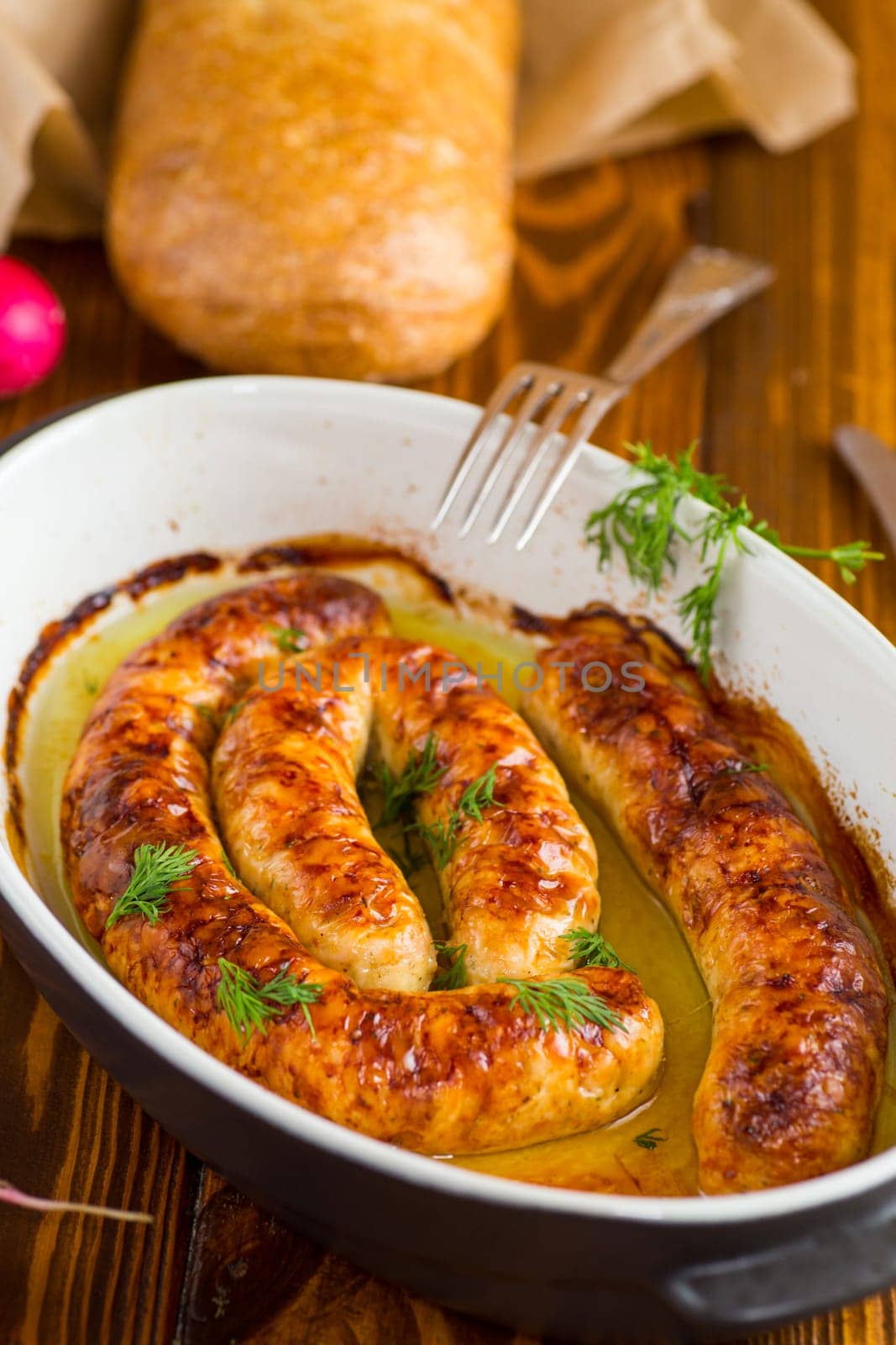 homemade sausage baked in the oven .