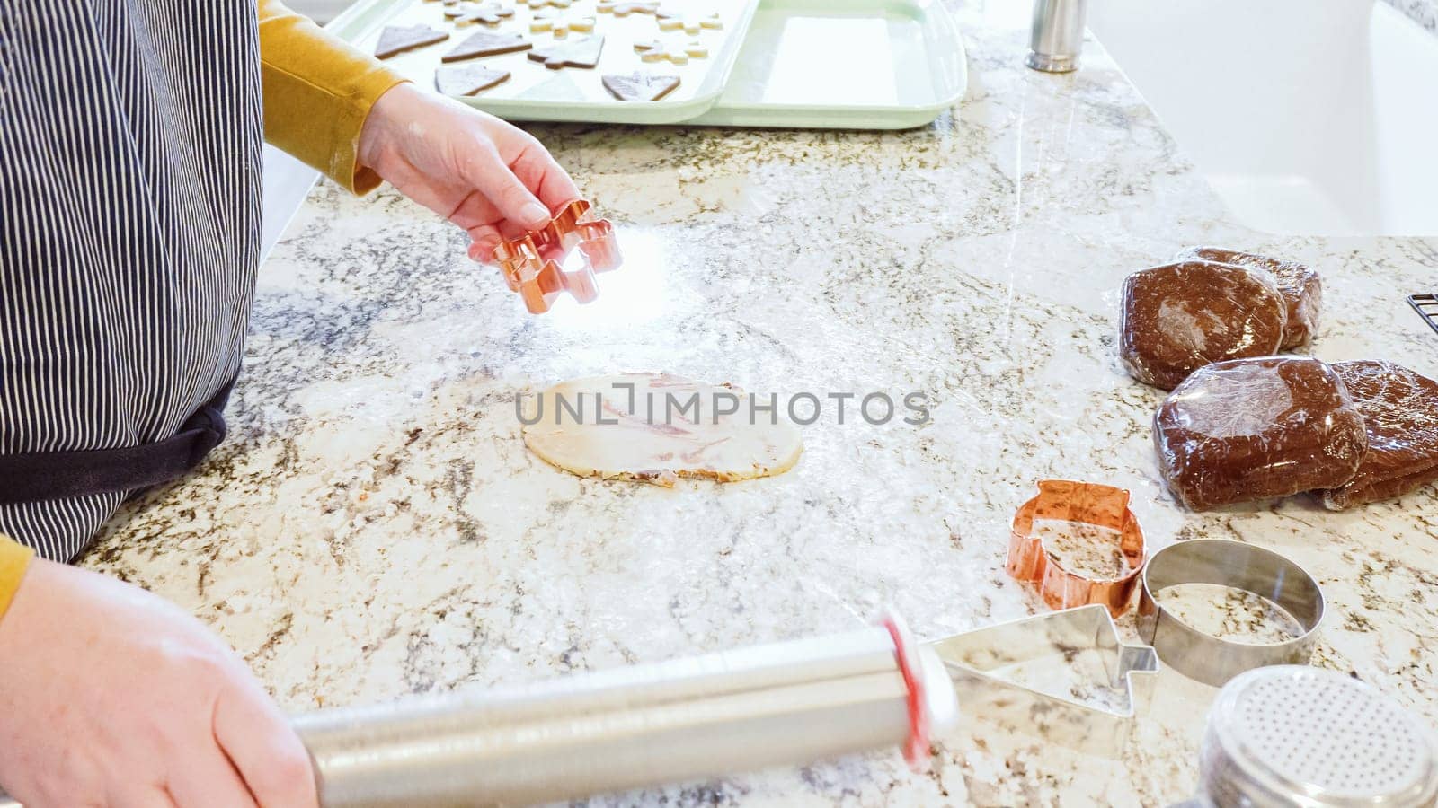 Baking Christmas Gingerbread Cookies in a Modern Kitchen by arinahabich