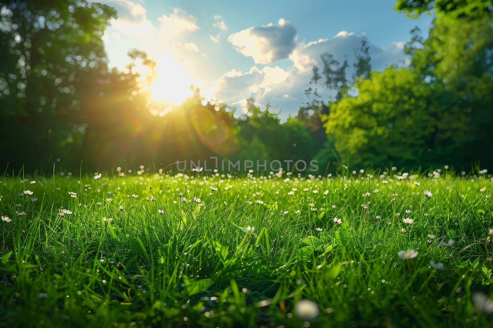 sunset A vast of green grass or space wide expanse