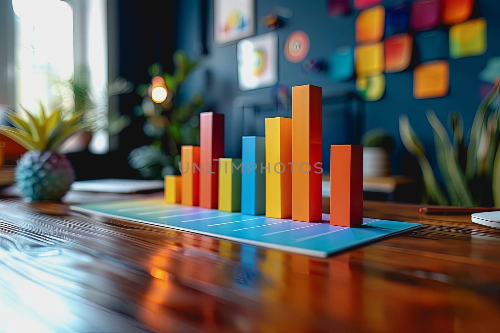 three dimensional mockup charts showing financial data and business growth. by Manastrong