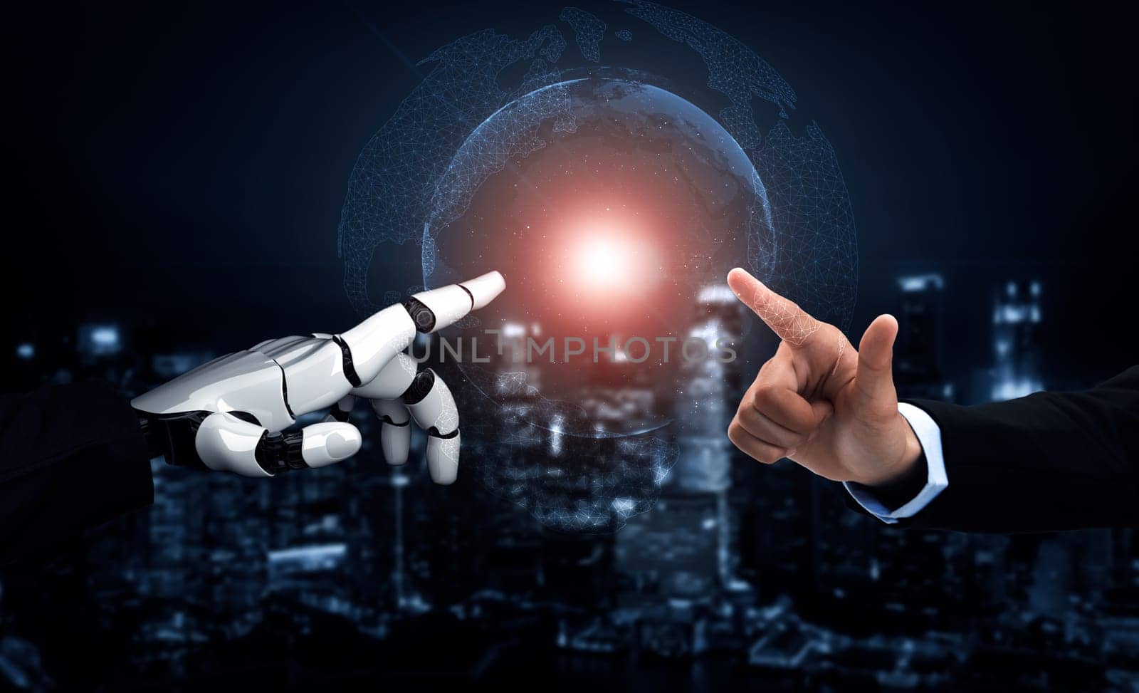 MLP 3D rendering artificial intelligence AI research of robot and cyborg development for future of people living. Digital data mining and machine learning technology design for computer brain.