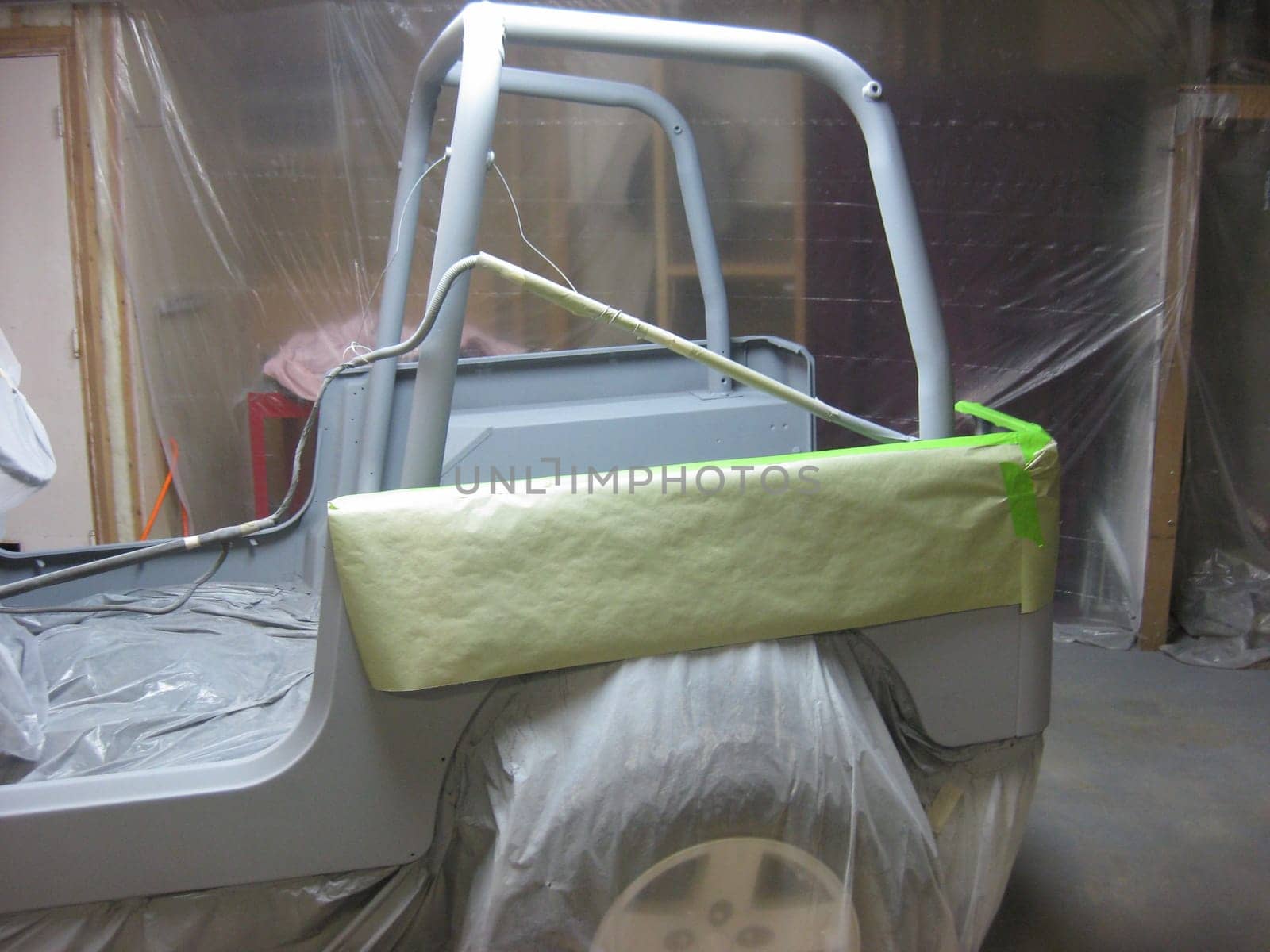 Auto Body Repair, Primer Gray, 1990s Vehicle Restoration . High quality photo