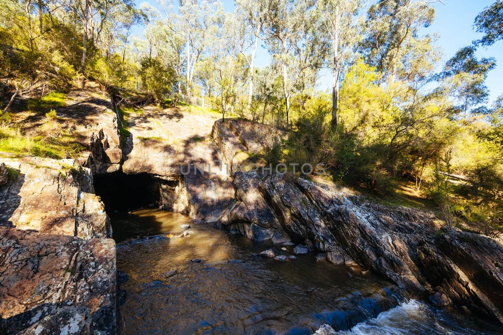 Pound Bend Tunnel in Warrandyte State Park and Pound Bend Reserve on a cool autumn day in Warrandyte, Victoria, Australia.