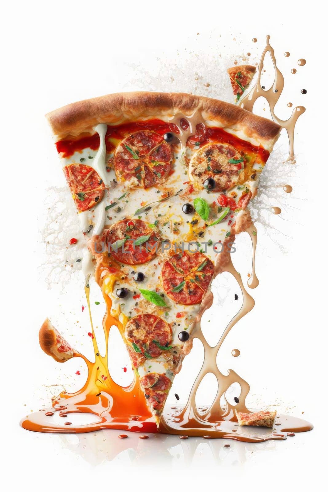 Piece of pizza isolate on white background. Generative AI, by mila1784