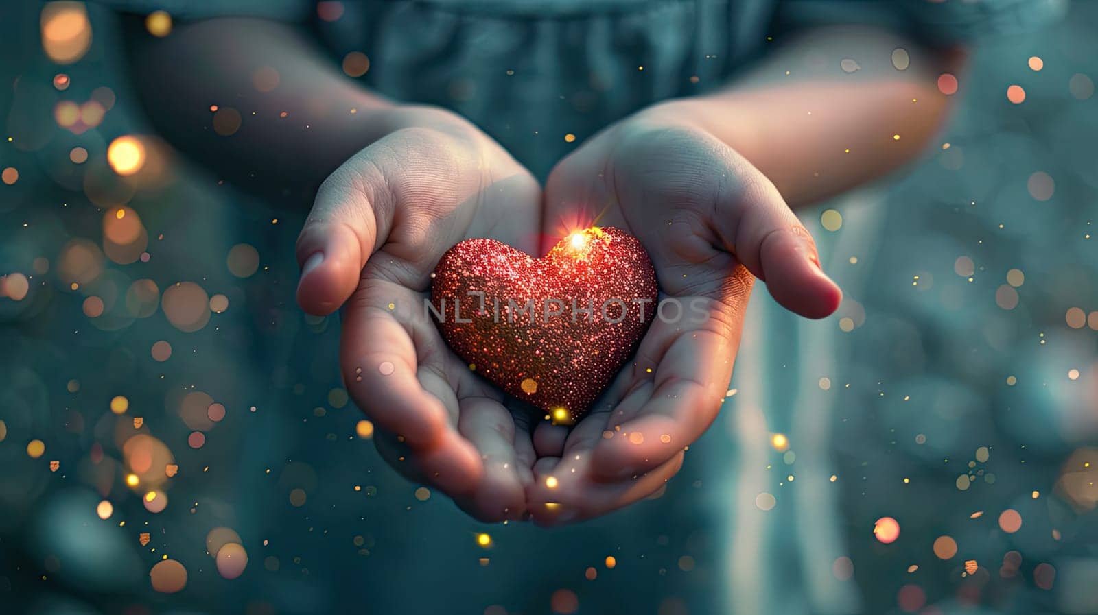 Heart in the hands of a child. Selective focus. by yanadjana