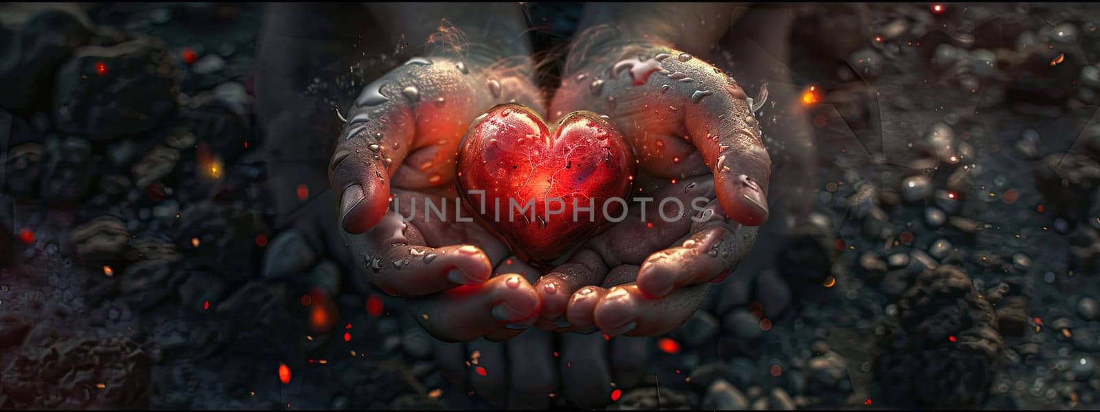 Heart in the hands of a child. Selective focus. Kid.