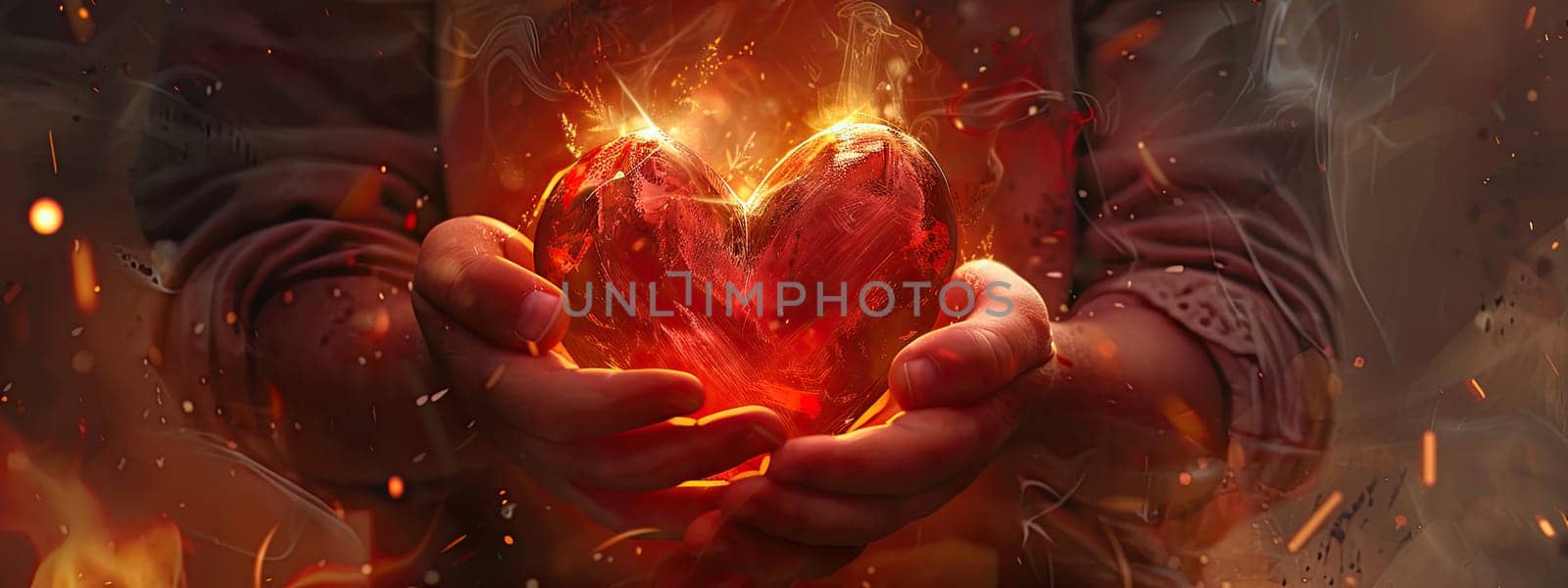 Heart in the hands of a child. Selective focus. Kid.