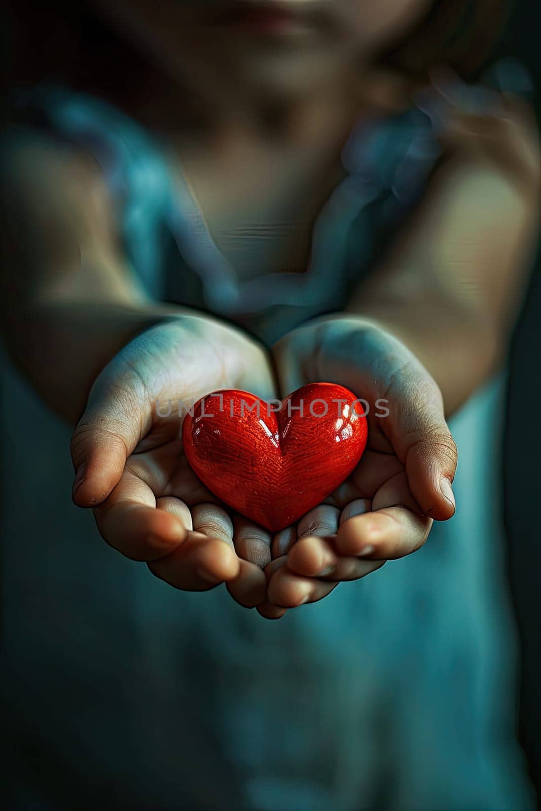 Heart in the hands of a child. Selective focus. by yanadjana