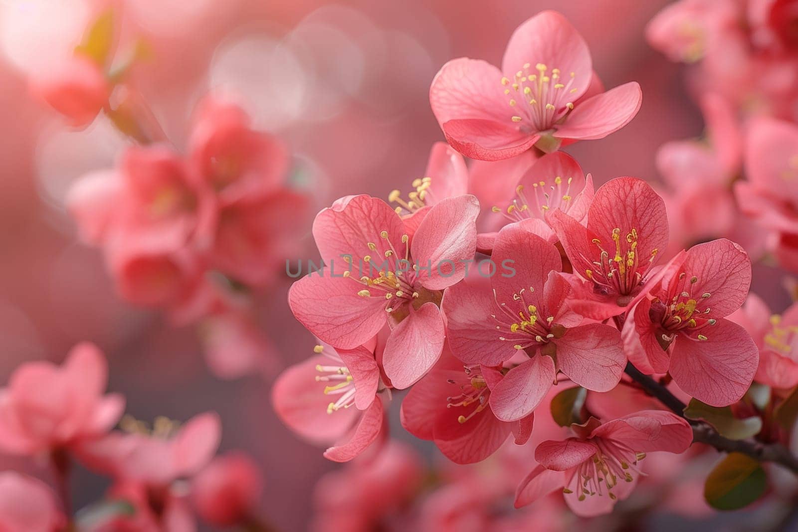 Beautiful Flowers of Sakura or Cherry Tree with Bokeh Lights. Spring or Summer Floral Aesthteic Background Banner. by iliris