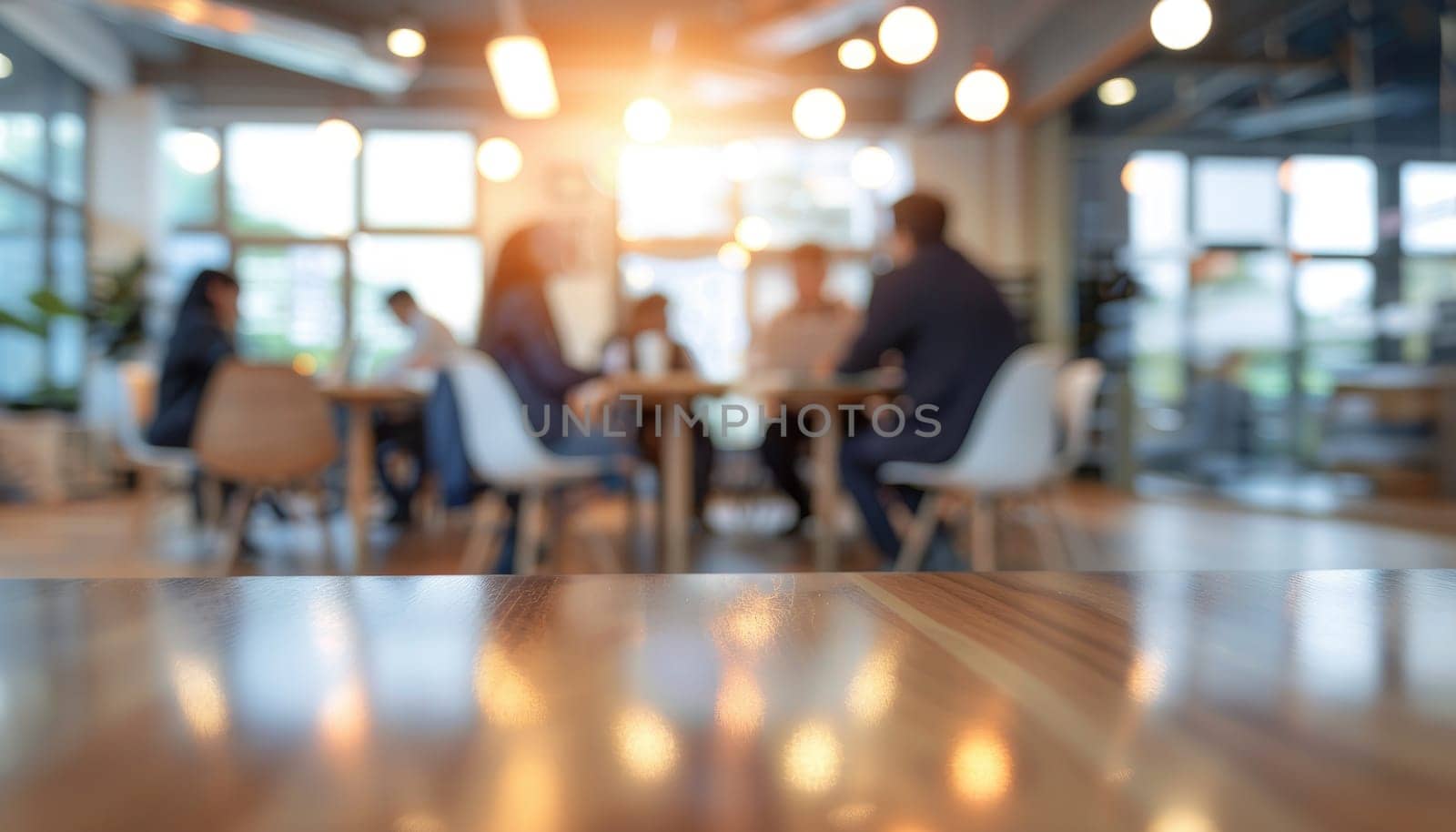 A group of people are sitting around a table in a conference room by AI generated image.