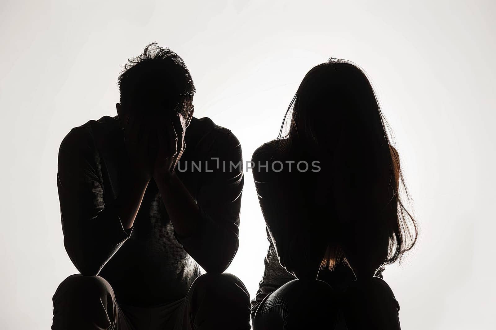 Two people are sitting on the floor, crying by itchaznong