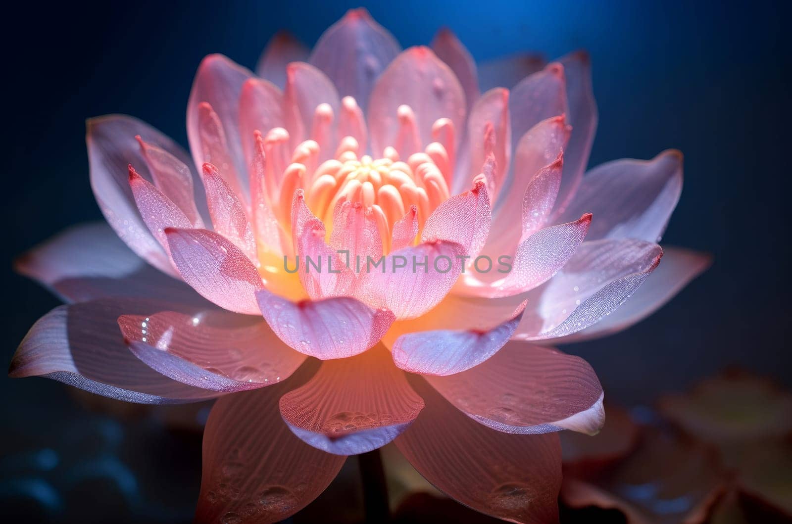Magical Lotus pink purple light. Generate Ai by ylivdesign