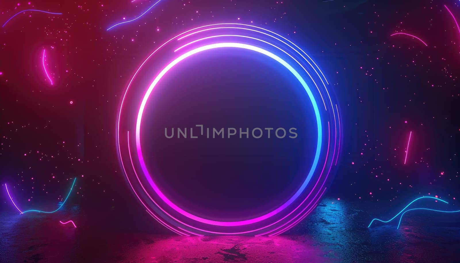 A colorful, glowing circle with a black center by AI generated image.