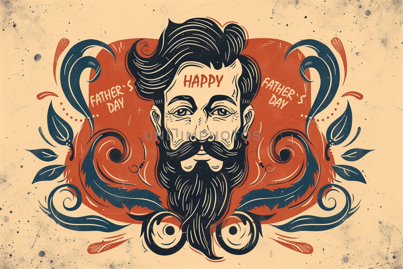 Vibrant Illustration Celebrating Fathers Day With Stylized Bearded Man and Festive Decorations by Sd28DimoN_1976