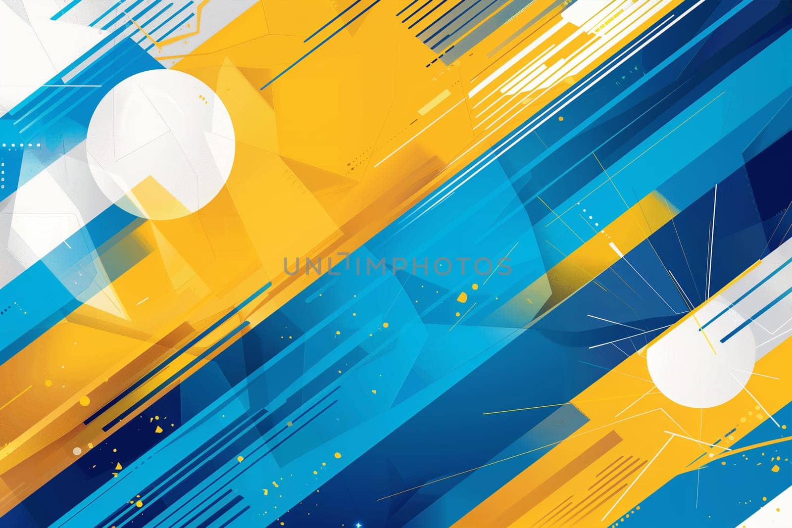 A vibrant abstract background featuring circles in shades of blue and yellow. The circles are various sizes and overlap each other creating a dynamic and visually interesting composition.