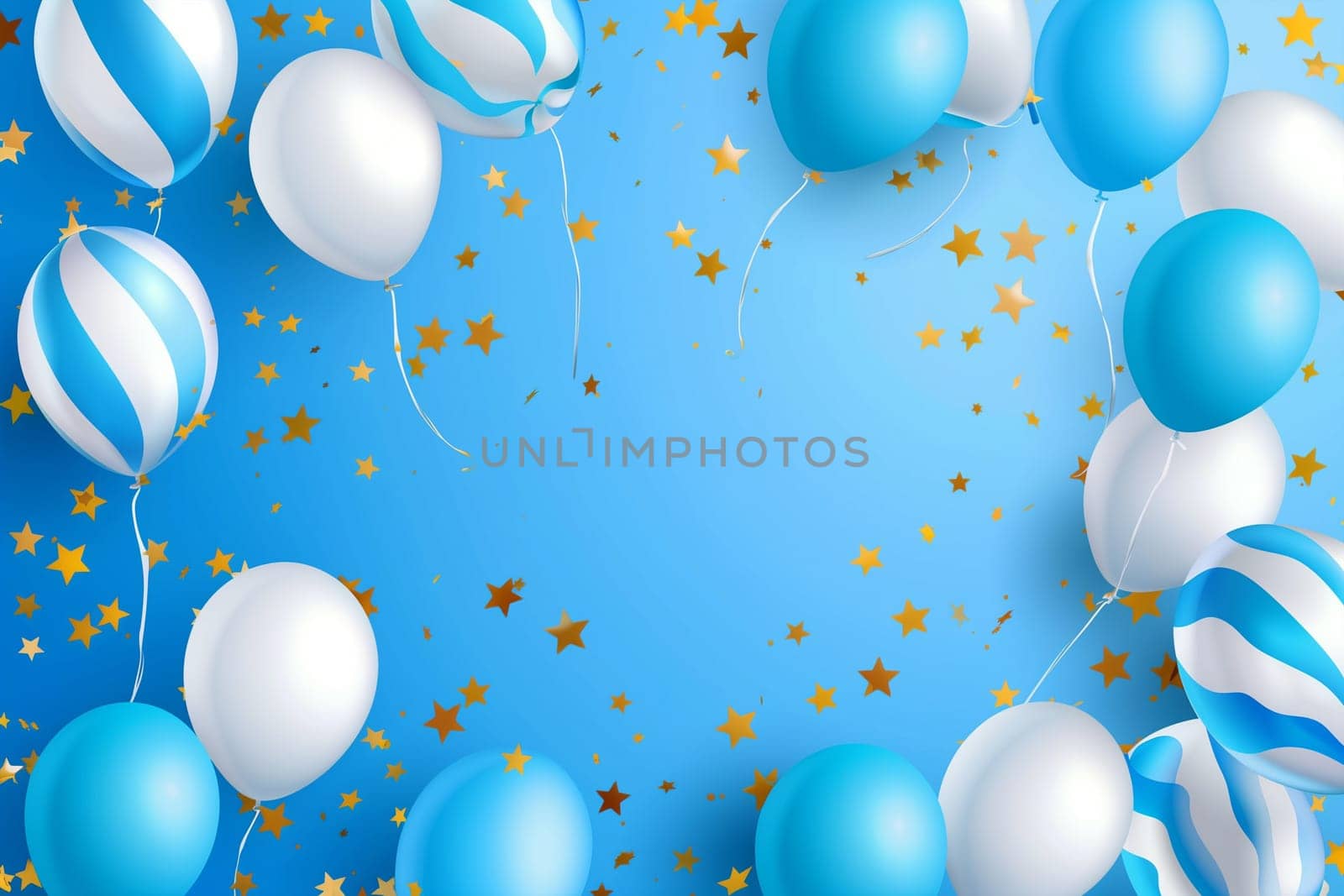 Blue and White Background With Balloons and Stars by Sd28DimoN_1976