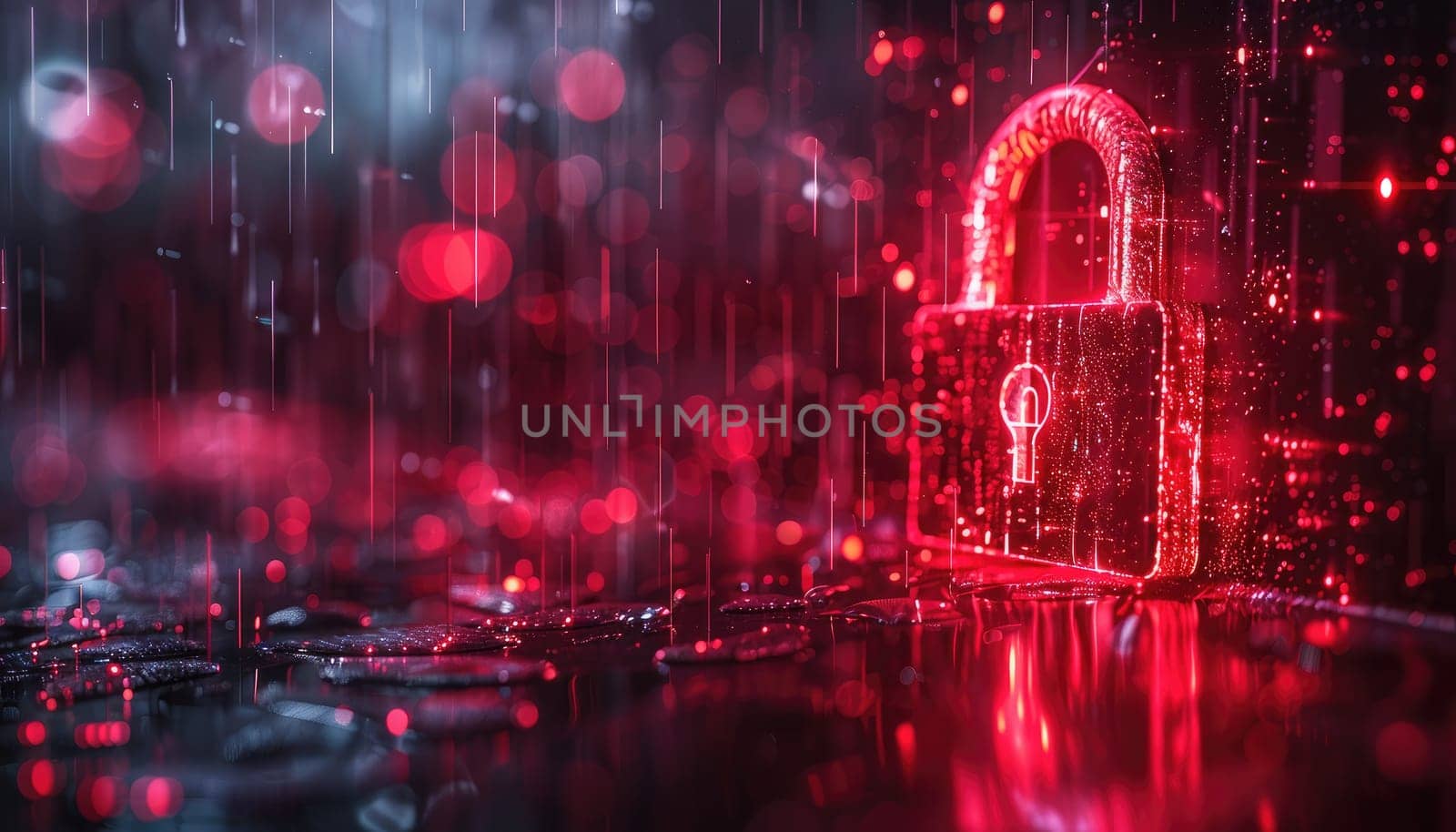 A red key is on a dark background by AI generated image.