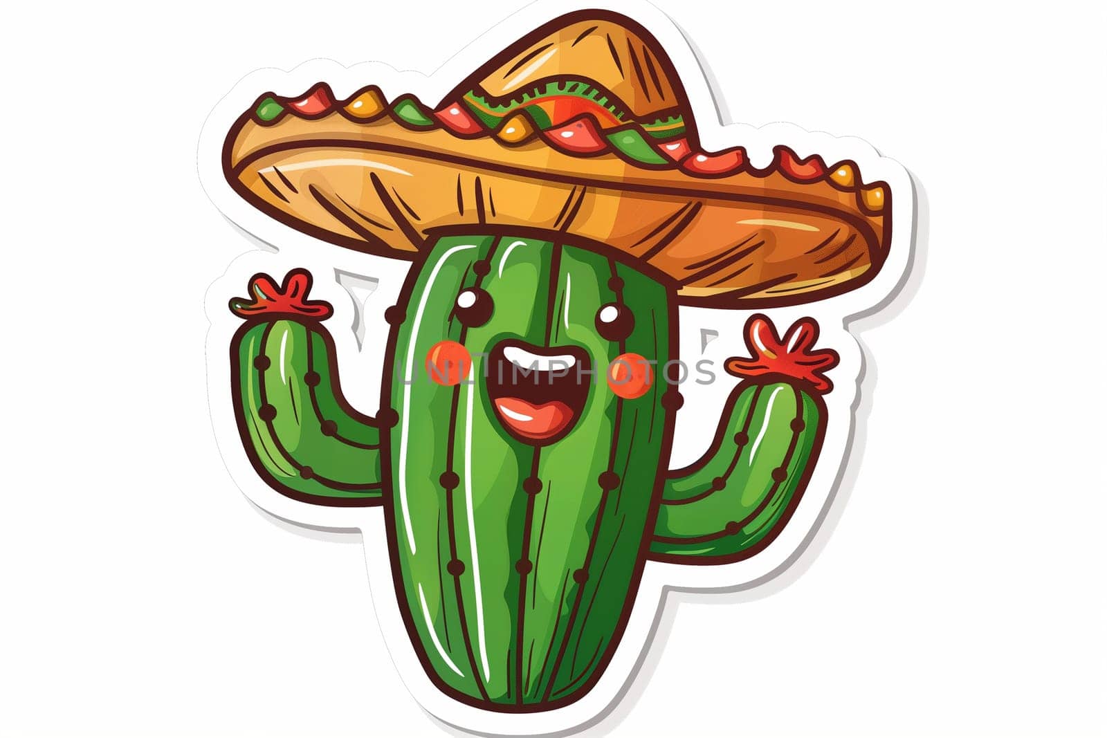 A green cactus with a sombrero placed on its head, showcasing a festive and cultural celebration of Cinco de Mayo.