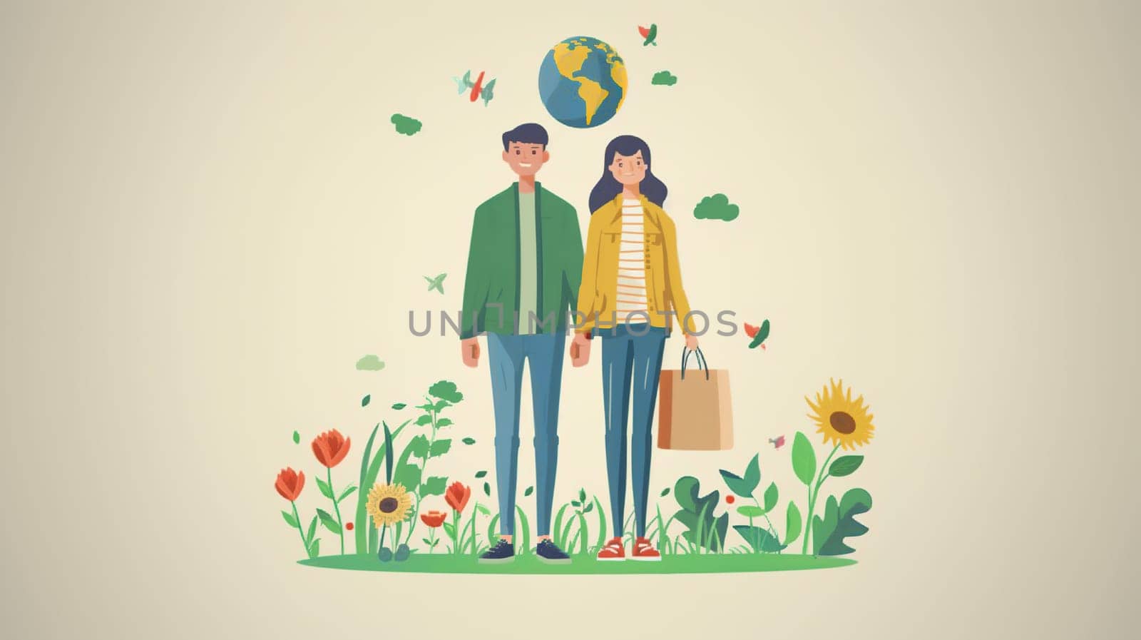 Couple Celebrating Earth Day With Sustainable Practices in a Spring Setting by TRMK