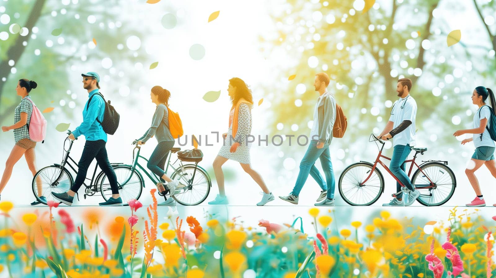 Group of People Riding Bikes Down a Street by TRMK
