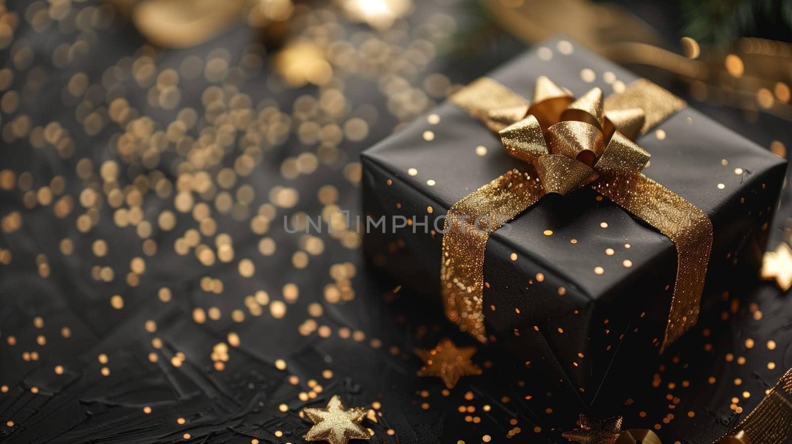 Elegant Black Gift Box With Gold Stars by TRMK