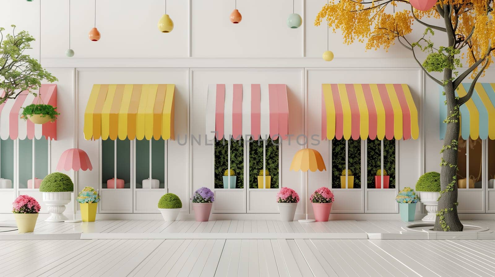 Various Colored Awnings in a Room by TRMK