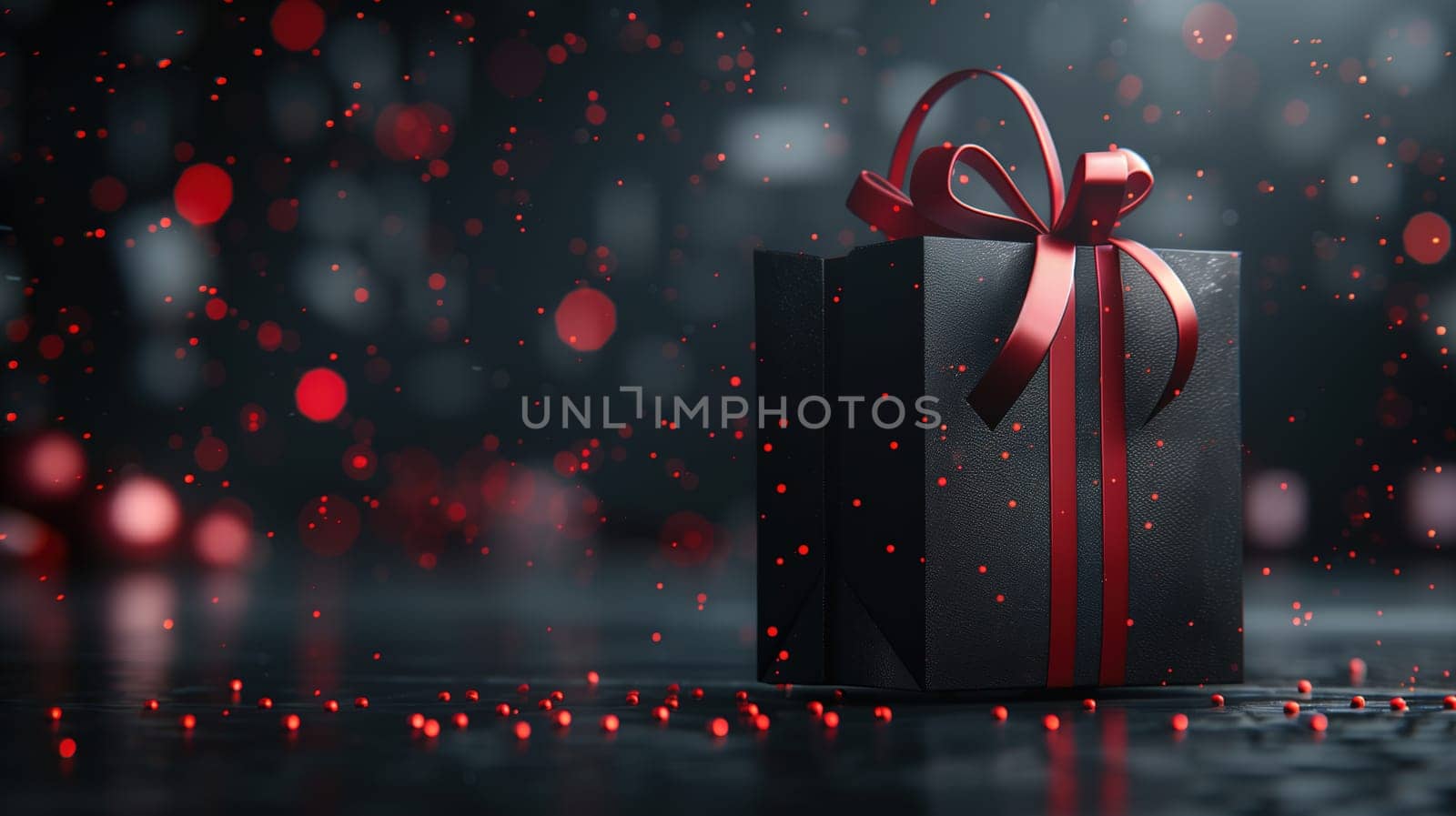 Black Gift Box With Red Ribbon by TRMK