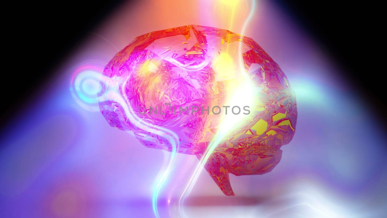 Magic brain with smoke and light. Computer generated 3d render