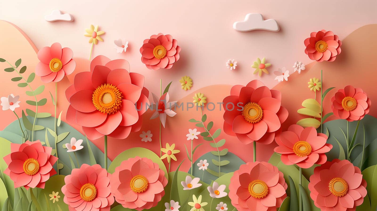 A detailed painting of colorful flowers adorning a soft pink wall, creating a lively and cheerful atmosphere. The flowers are intricately depicted with various shapes, sizes, and shades, adding a burst of color to the room.