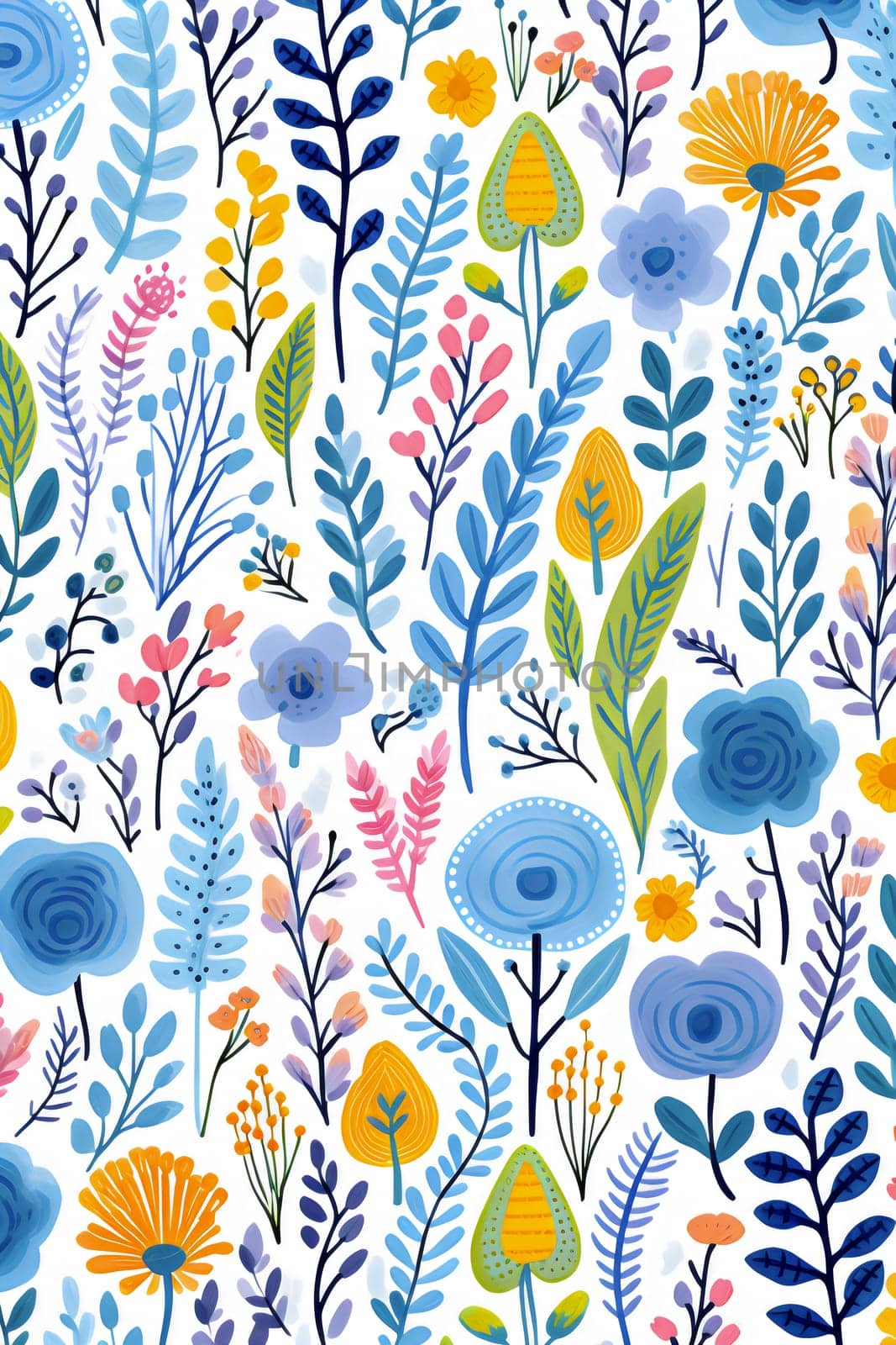 Colorful Floral Pattern With Abstract Botanical Elements by chrisroll