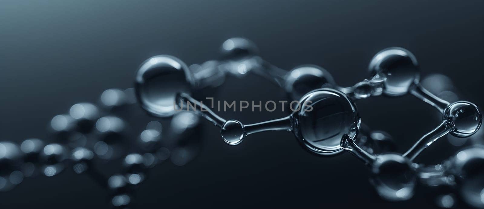 Close-Up of a Molecular Structure Model Against a Dark Background by chrisroll