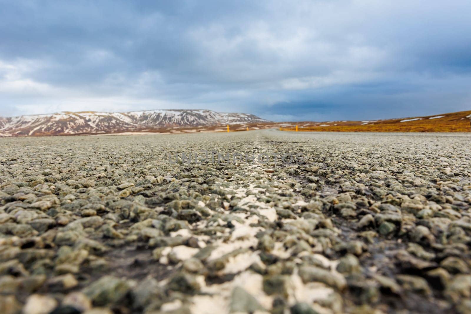 Icelandic landscape and long road by DCStudio