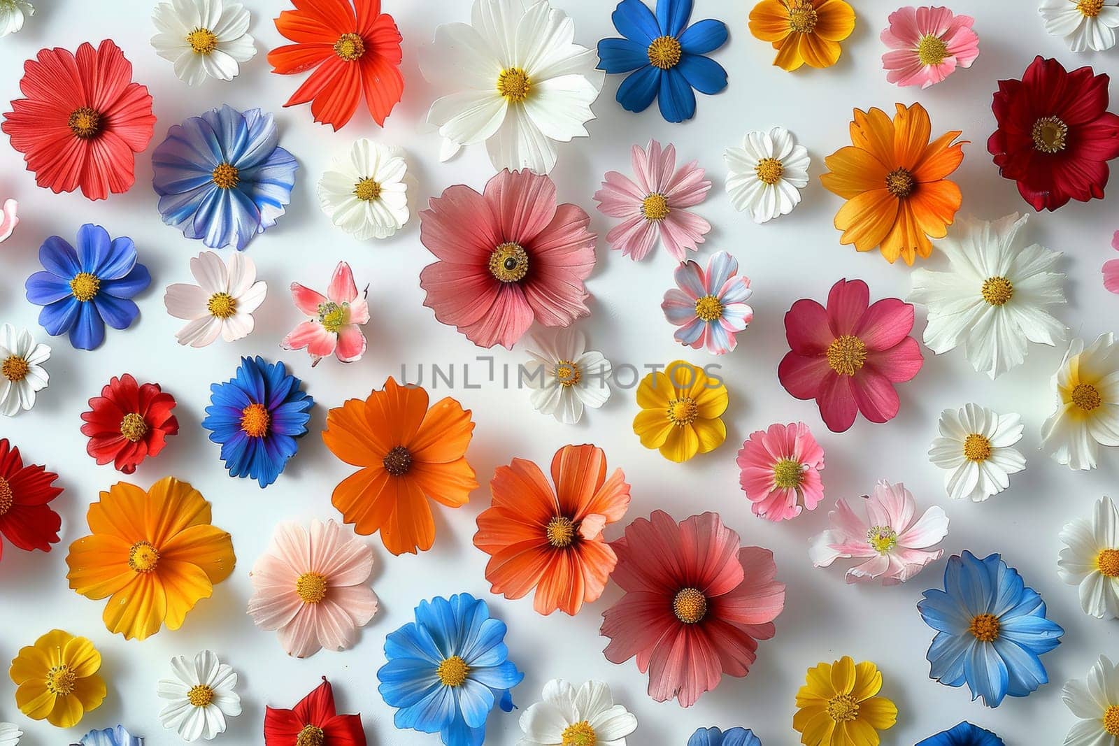 A colorful bouquet of flowers with a variety of colors including red, yellow by itchaznong