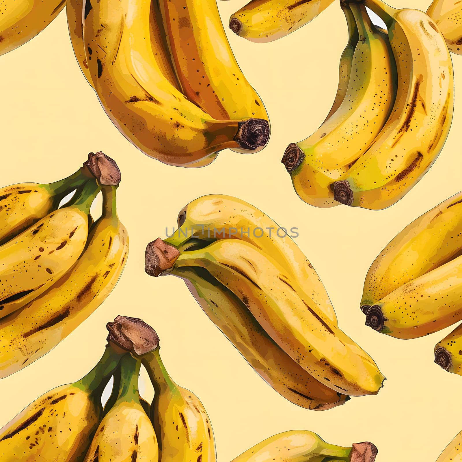 A vibrant photograph featuring a bunch of bananas on a bright yellow background. Bananas are a member of the banana family, a staple food rich in natural nutrients