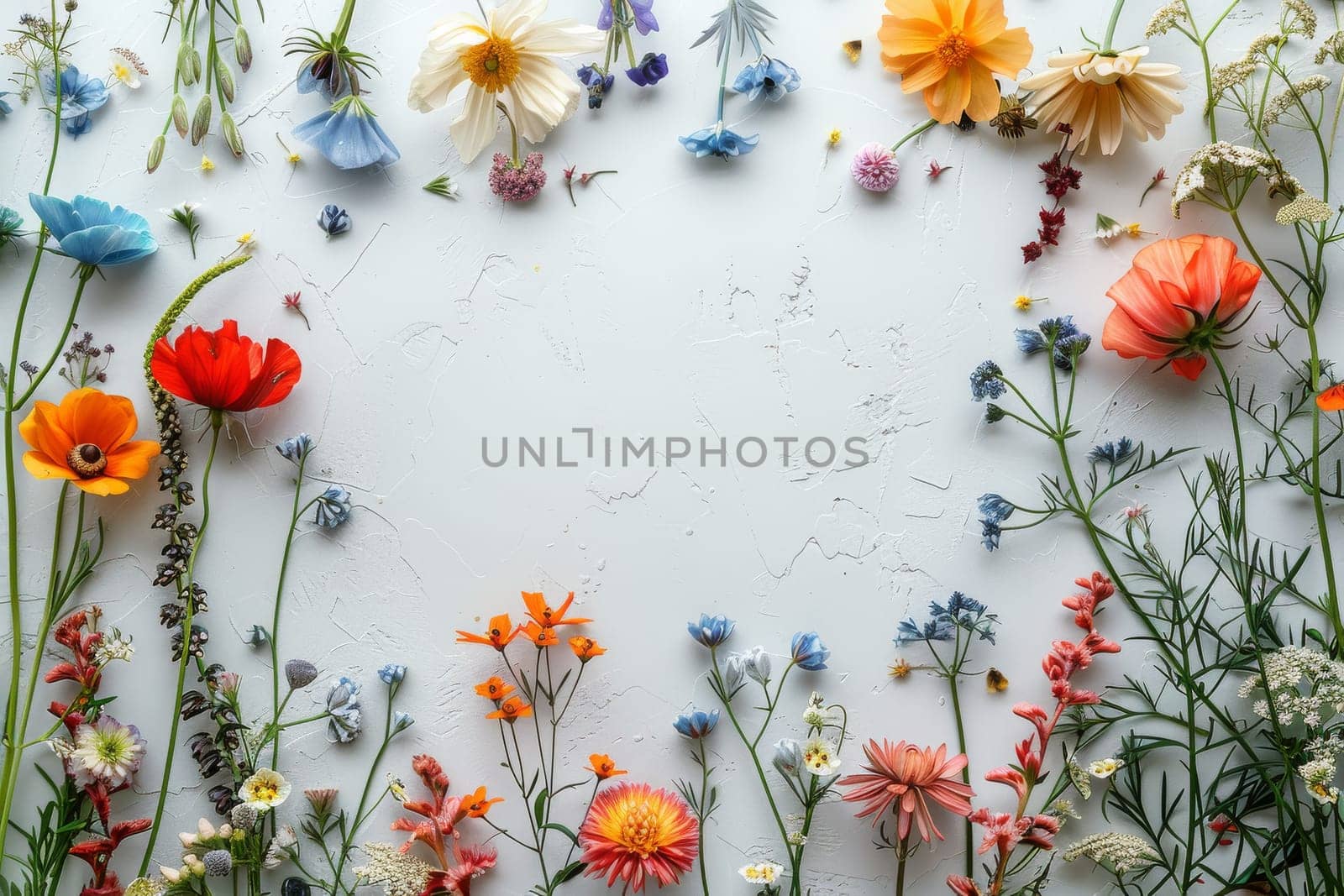 A white frame with a floral border and a large orange flower in the center by itchaznong