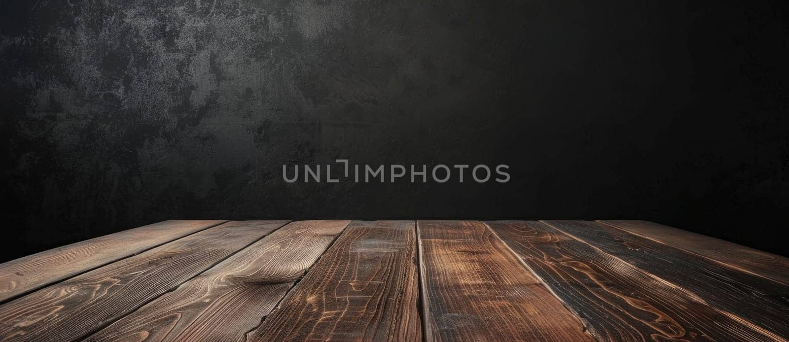 A wall with a wooden shelf on it by AI generated image by wichayada