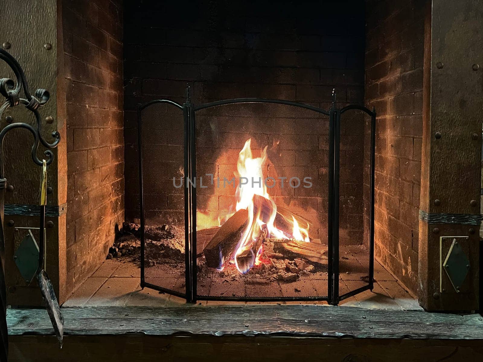 fire in a hot fireplace. High quality photo by malyshph