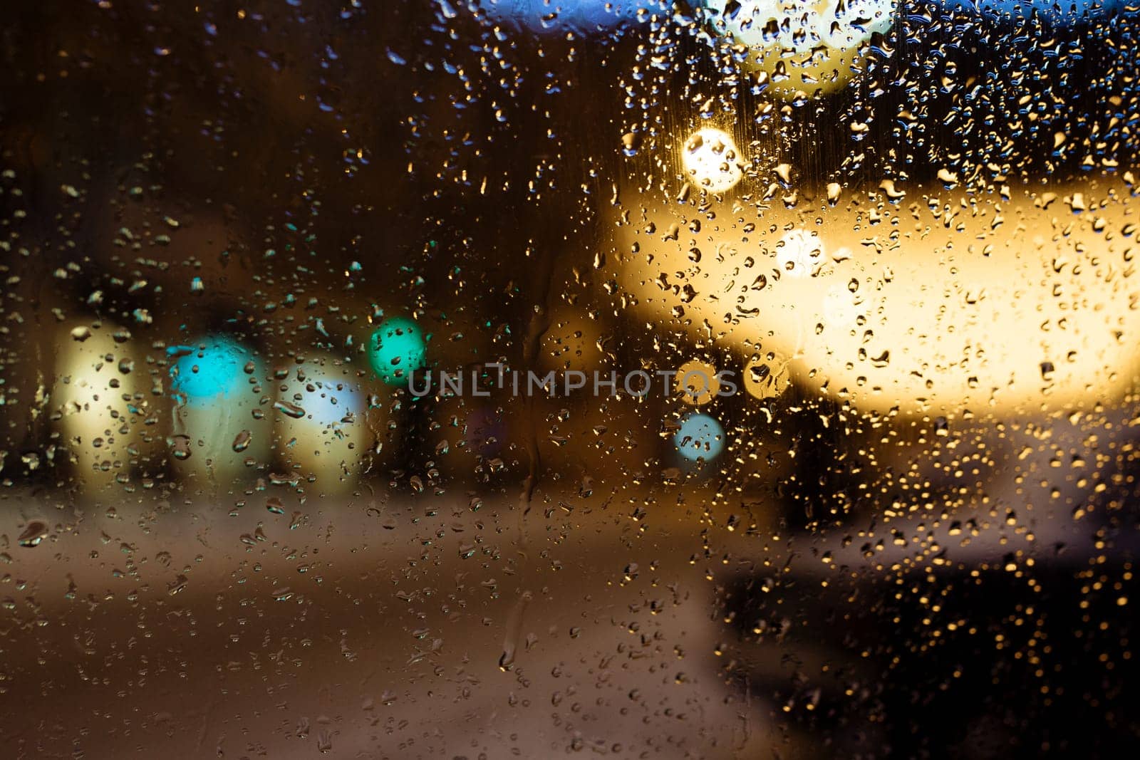 raindrops on the car window close up.