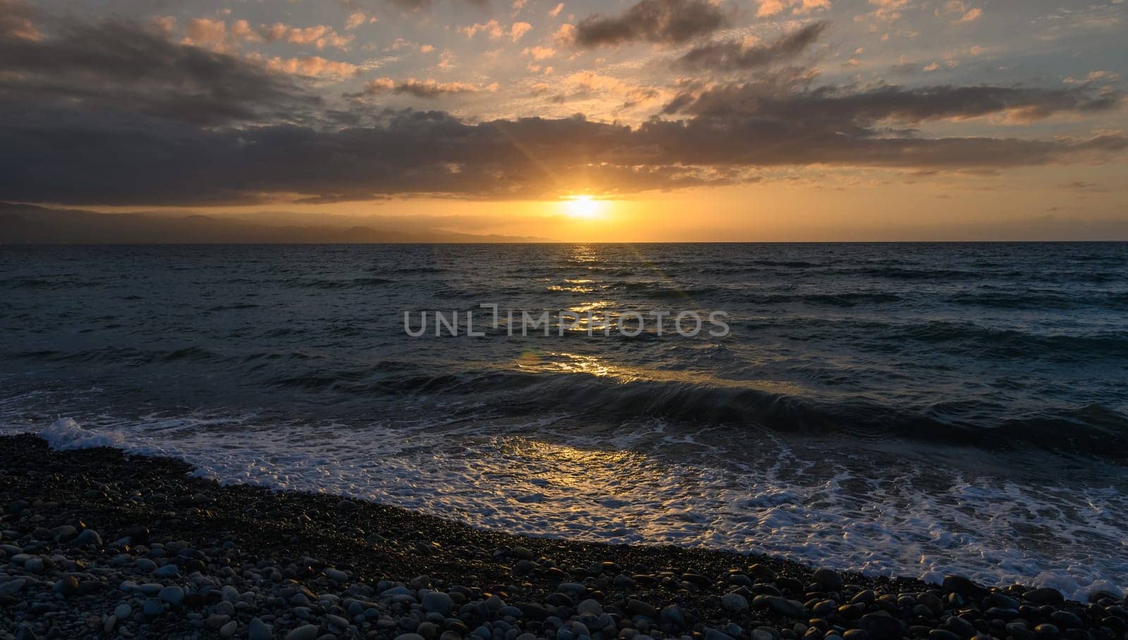 sunset over the Mediterranean Sea. Evening landscape of Cyprus.3