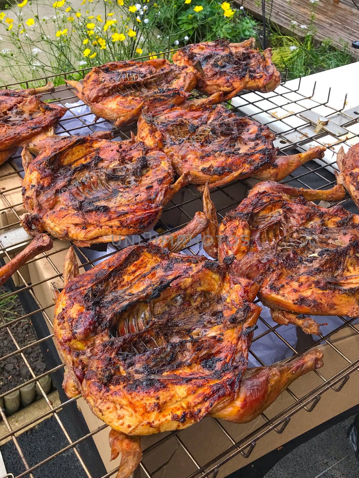 Delicious chickens wings and lamb barbecue on hot grill by FreeProd