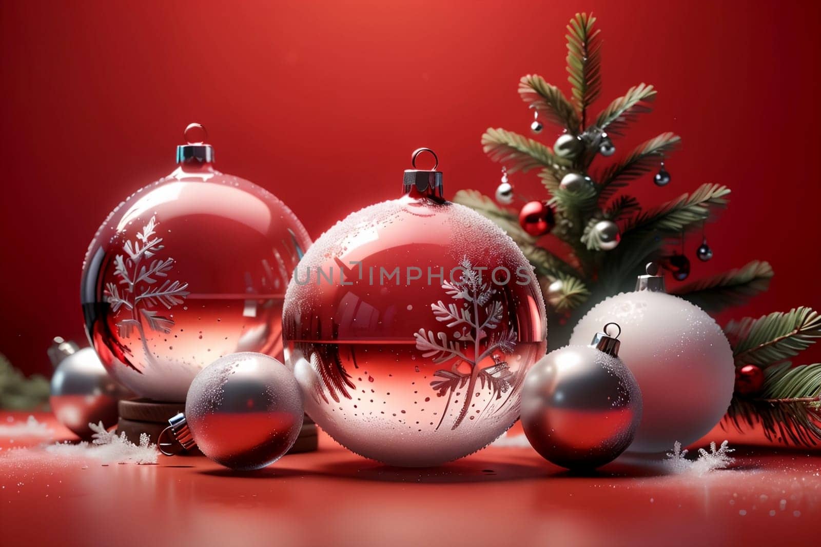 New Year greeting card with New Year balls .