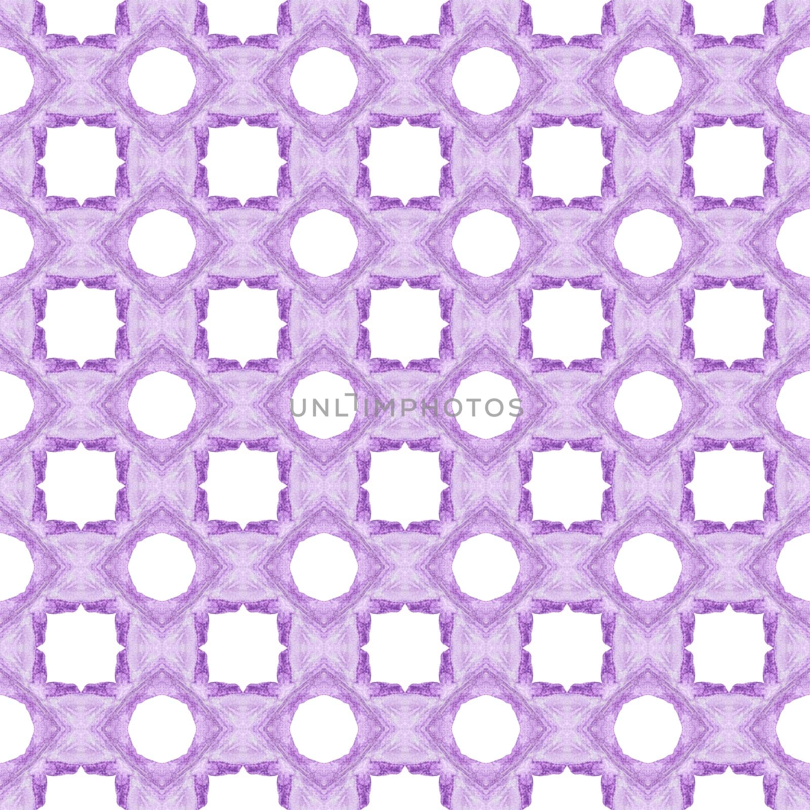 Ethnic hand painted pattern. Purple fabulous boho chic summer design. Textile ready superb print, swimwear fabric, wallpaper, wrapping. Watercolor summer ethnic border pattern.