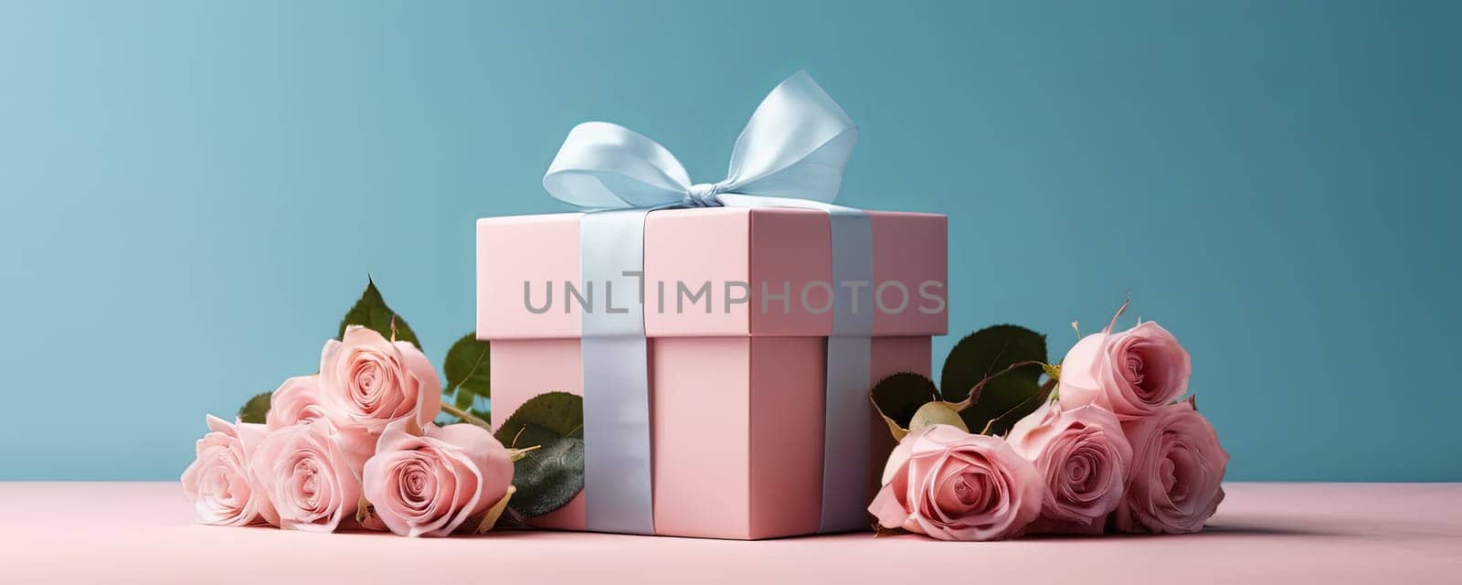 Gift boxes with red ribbons, with studio lighting and backdrop. Present, surprises, celebration and gift warping. by panophotograph