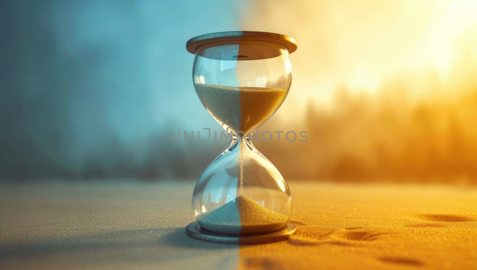 Hourglass in golden sunset light symbolizing the passage of time