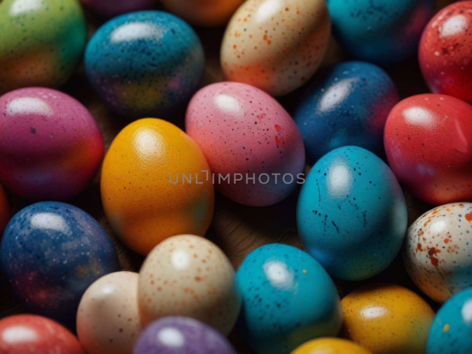 Painted Easter eggs. Close-up. Generative AI